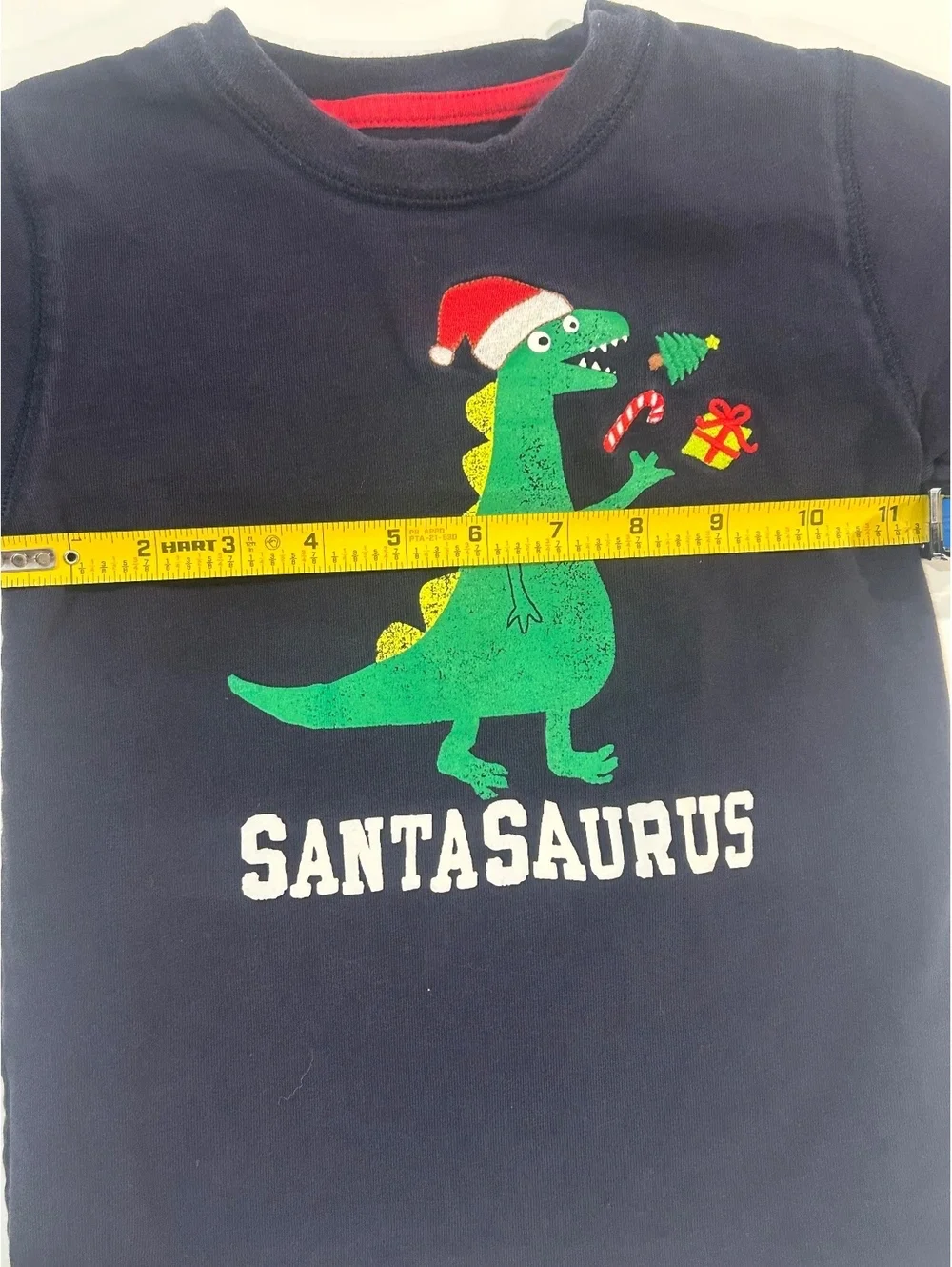 Gymboree 4T Kids Navy Blue Cotton ChristmasL/S with Santasaurus Dinosaur